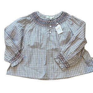 Early Sunday Girls Plaid Smocked Top Long Sleeve Cotton Blend Size 5Y